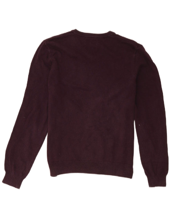 Marks & Spencer Damski sweter z dekoltem w kształcie litery V, UK 14, średni bordowy bawełniany