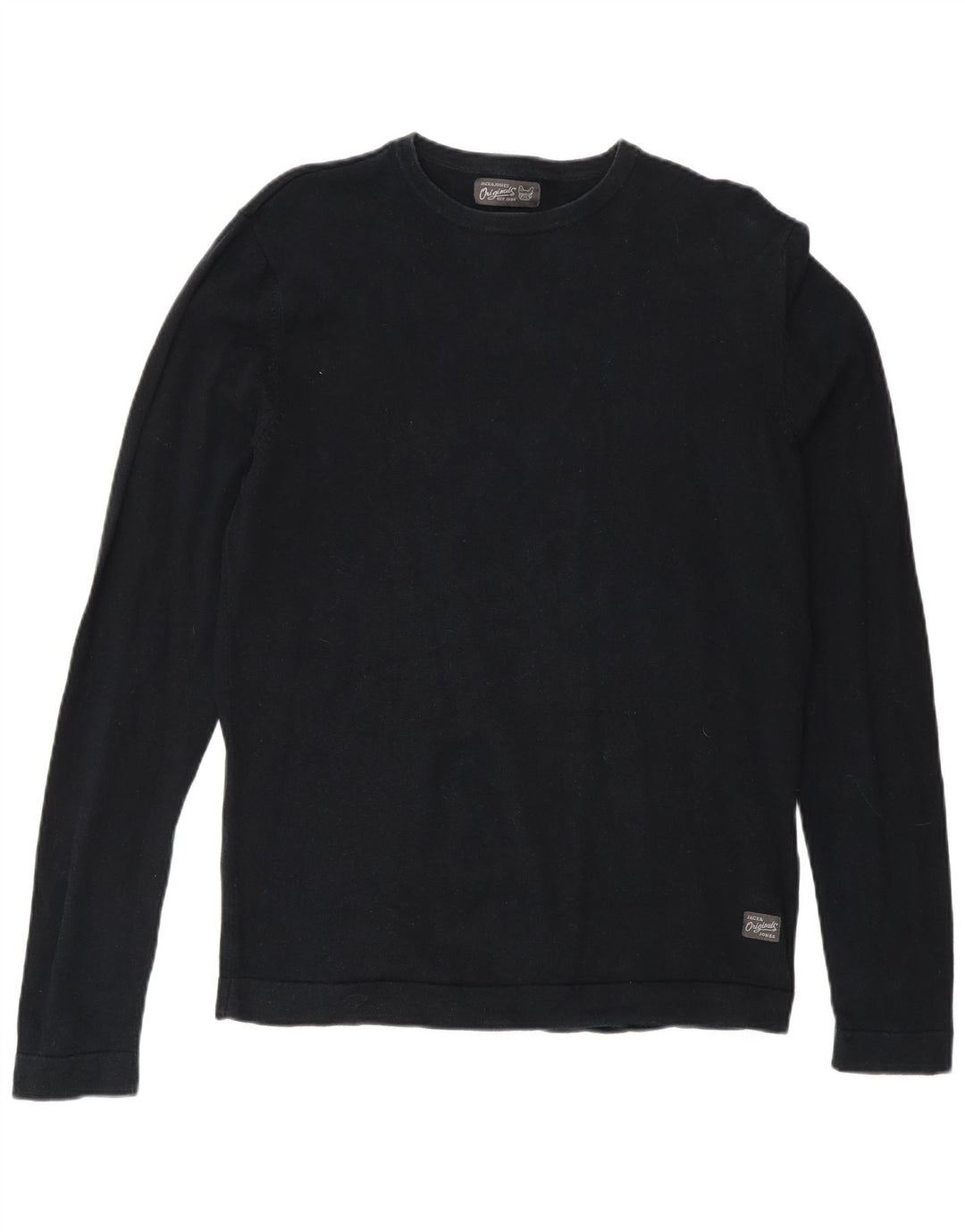 Męski sweter z okrągłym dekoltem Jack & Jones, mały, czarny, bawełniany