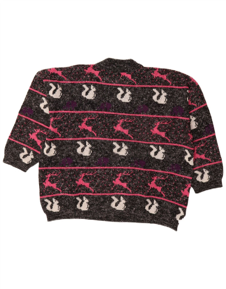 Sweter damski VINTAGE z golfem UK 18 XL w czarne paski