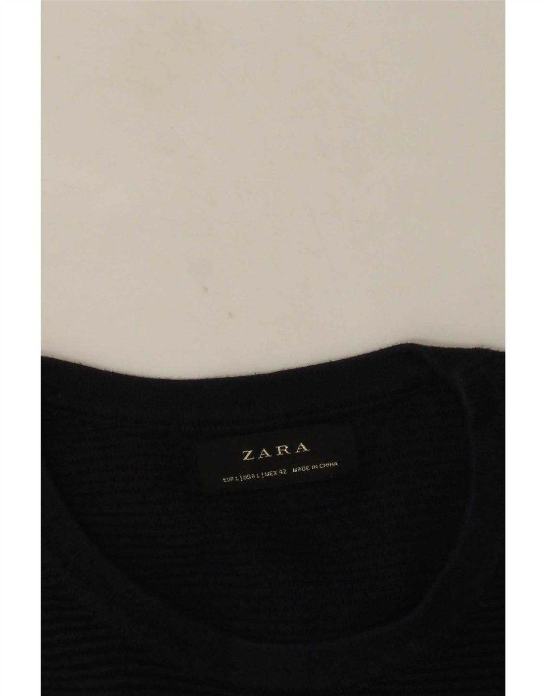 Męski sweter Zara z okrągłym dekoltem, duży, granatowy