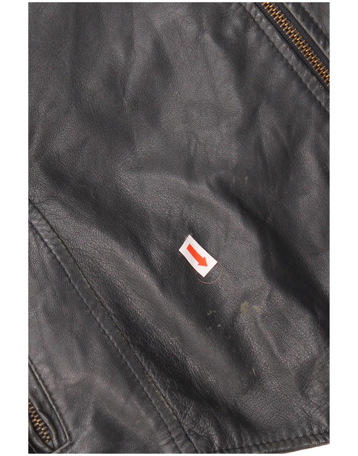 IMPERIAL Womens Asymmetric Leather Jacket UK 14 Large Black Leather