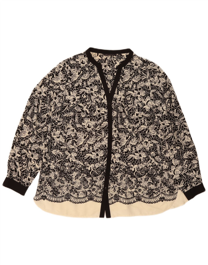 Damska bluzka koszulowa Marks & Spencer UK 20 2XL Czarny kwiatowy poliester