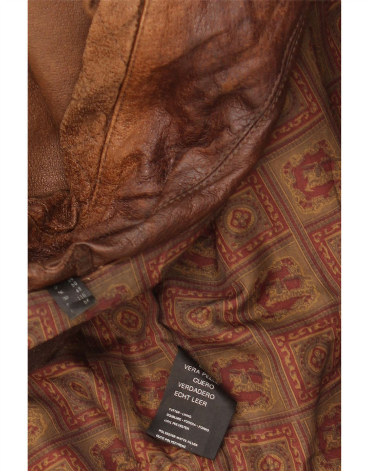 Vintage męska kurtka skórzana IT 58 4XL brązowa skóra
