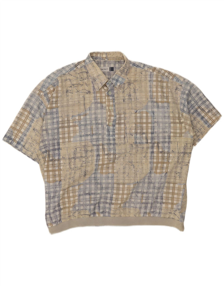 Concret Męska koszula pulowerowa z krótkim rękawem 2XL w beżową kratkę