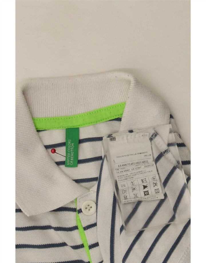 Chłopięca koszulka polo Benetton 8-9 lat, duża, z poliestru w białe paski