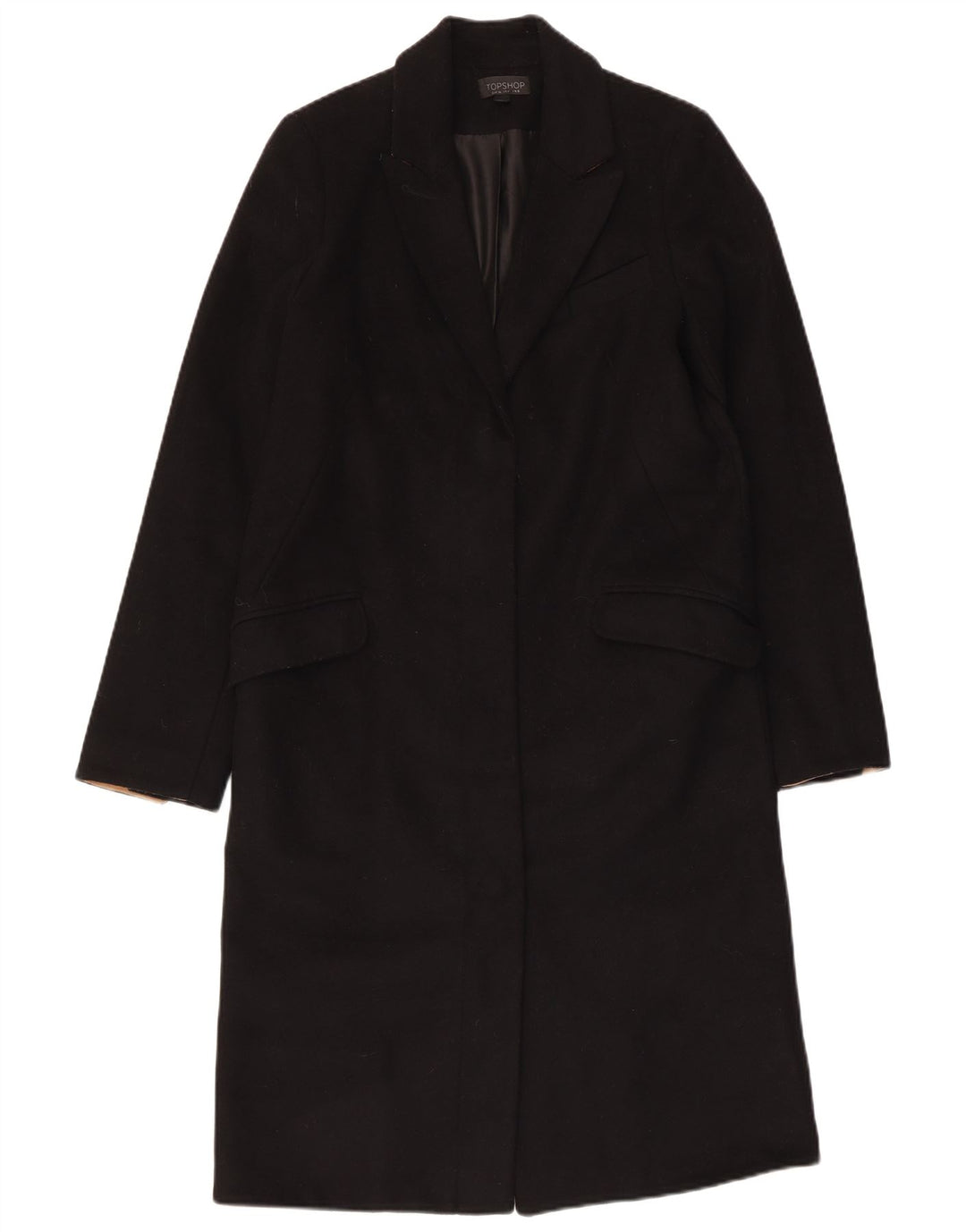 Topshop Płaszcz damski UK 8, mały, czarny, wełniany