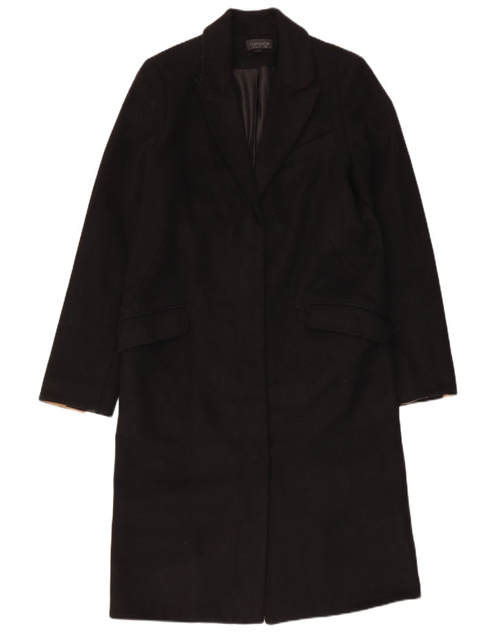 Topshop Płaszcz damski UK 8, mały, czarny, wełniany