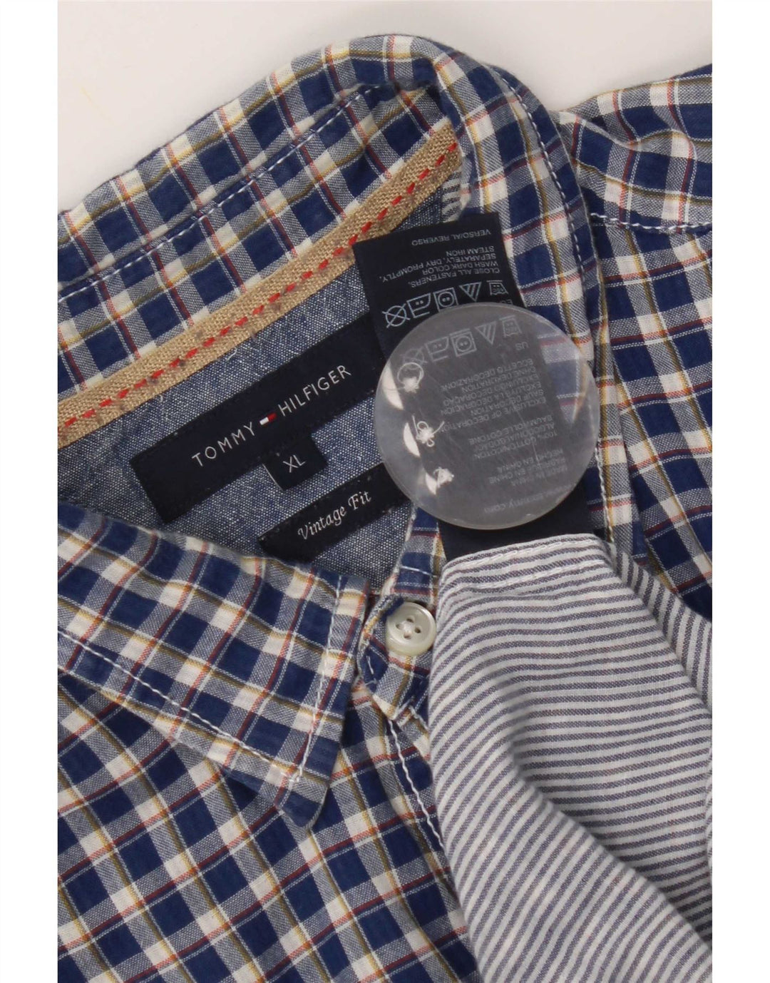 Męska koszula w stylu vintage Tommy Hilfiger XL w niebieską kratkę