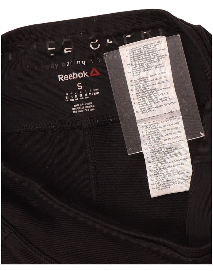 Damskie legginsy Reebok Capri UK 8/10, małe, czarne, poliestrowe