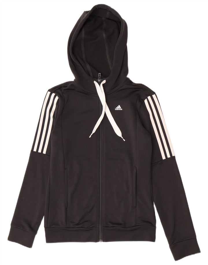 Damska bluza z kapturem i zamkiem błyskawicznym Adidas UK 8/10 Mały czarny poliester