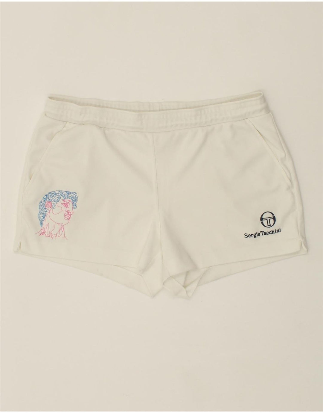 SERGIO TACCHINI Womens Sport Shorts IT 52 2XL  White Polyester Vintage Sergio Tacchini and Second-Hand Sergio Tacchini from Messina Hembry 