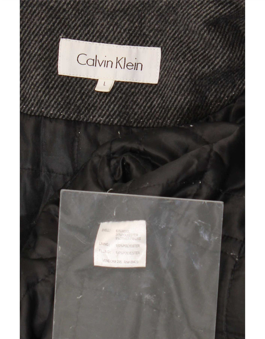 Męska kurtka użytkowa Calvin Klein UK 40, duża, szara, wełniana w prążki