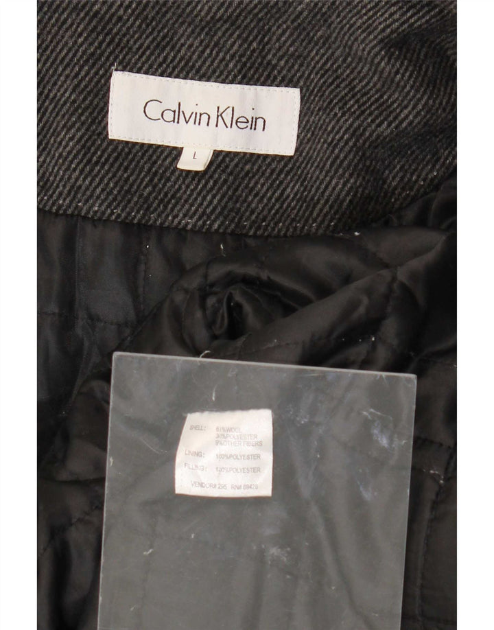 Męska kurtka użytkowa Calvin Klein UK 40, duża, szara, wełniana w prążki