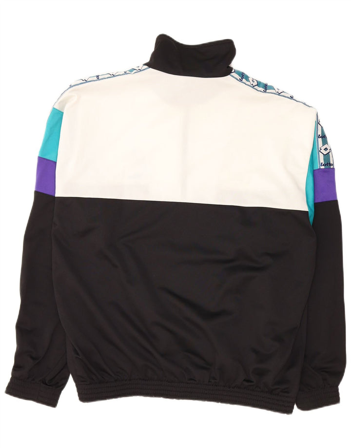 Męska kurtka dresowa LOTTO z grafiką, duża, czarna, poliestrowa z blokami kolorów