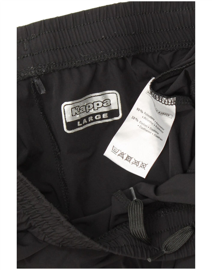 Męskie spodenki sportowe KAPPA z grafiką, duże, czarne, poliestrowe