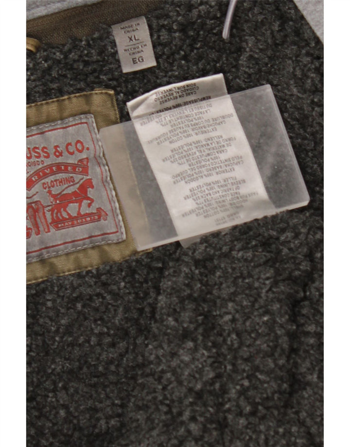 Męska wojskowa kurtka dżinsowa Sherpa z kapturem LEVI'S UK 42 XL, bawełniana khaki