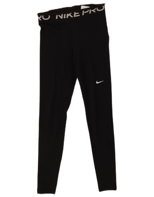 Nike Womens Dri Fit Graphic Leggings UK 10 Small  Black Polyester