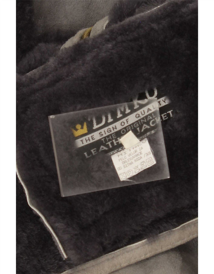 Męska kamizelka z owczej skóry w stylu vintage IT 54 2XL Szara skóra