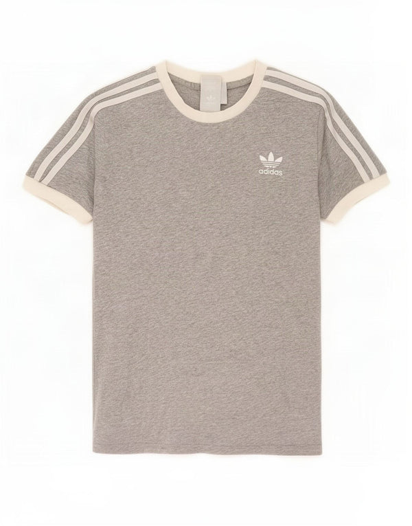 Adidas Womens T-Shirt Top UK 14 Medium Grey Colourblock Cotton