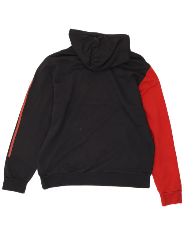 Męski sweter z kapturem i grafiką ADIDAS XL, czarny, bawełniany z blokami kolorów