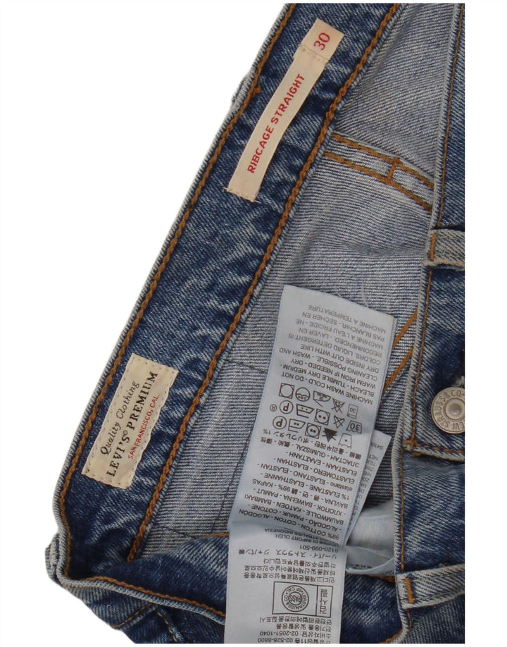 Damskie jeansy LEVI'S Ribcage z przetarciami W30 L29 Niebieska bawełna
