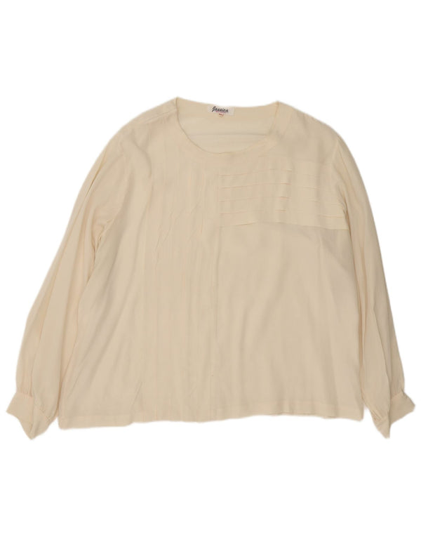 Vintage Womens Long Sleeve Oversized Blouse Top IT 46 Large Off White Silk