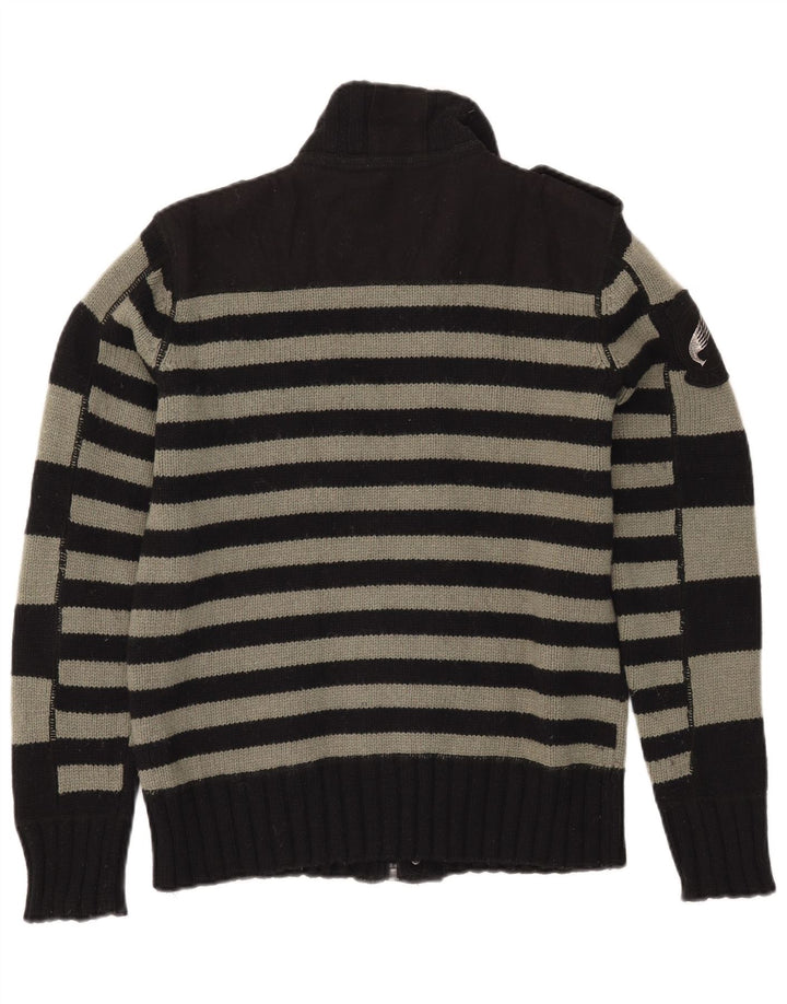 Męski sweter wojskowy Jack & Jones z zamkiem błyskawicznym i średnimi czarnymi paskami