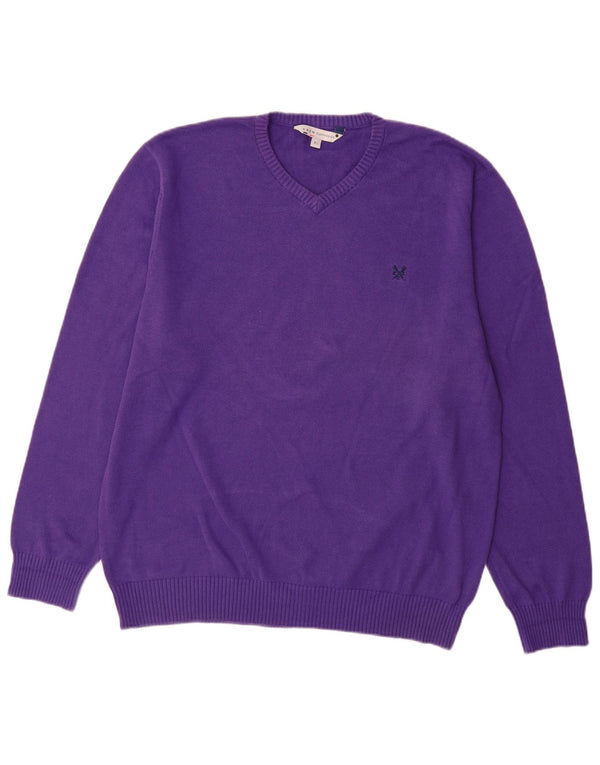 Crew Clothing Męski sweter z dekoltem w kształcie litery V XL, fioletowa bawełna