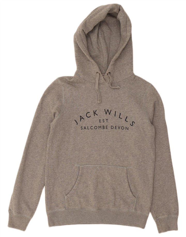 JACK WILLS Womens Salcombe Devon Graphic Hoodie Jumper UK 8 Small Grey