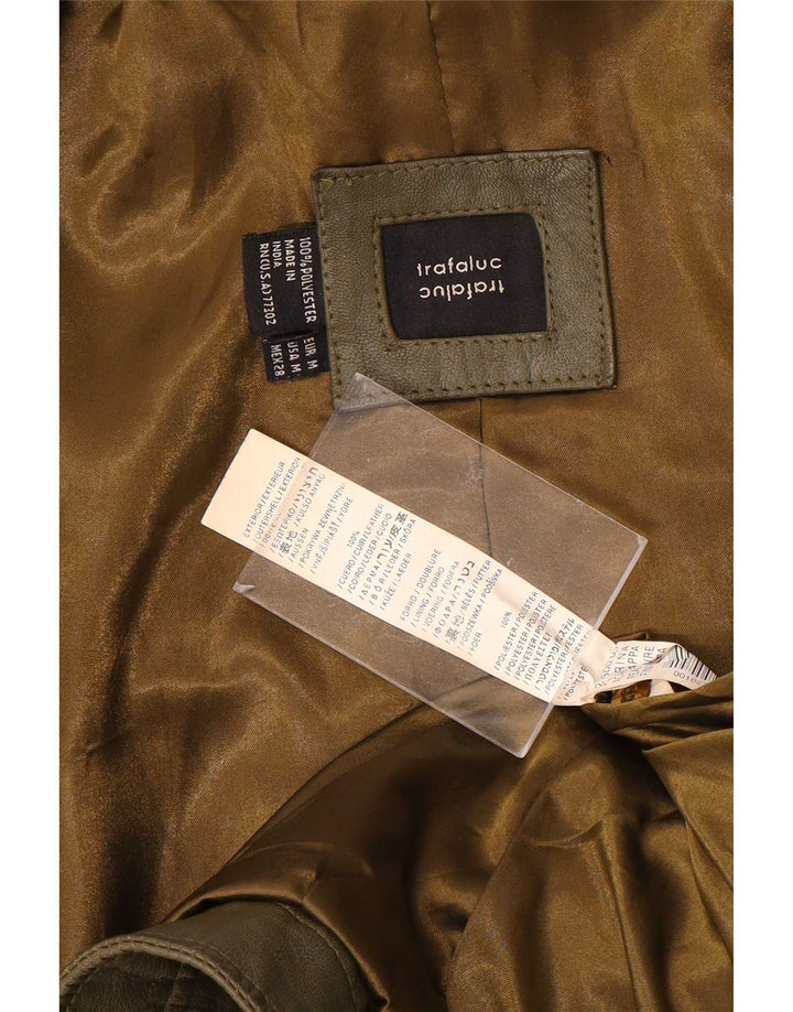 Damska kurtka Zara Trafaluc Crop Leather UK 12, średnia skóra khaki