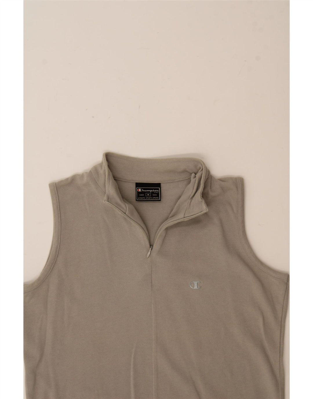 CHAMPION Womens Zip Neck Vest Top UK 12 Medium Grey Cotton Vintage Champion and Second-Hand Champion from Messina Hembry 