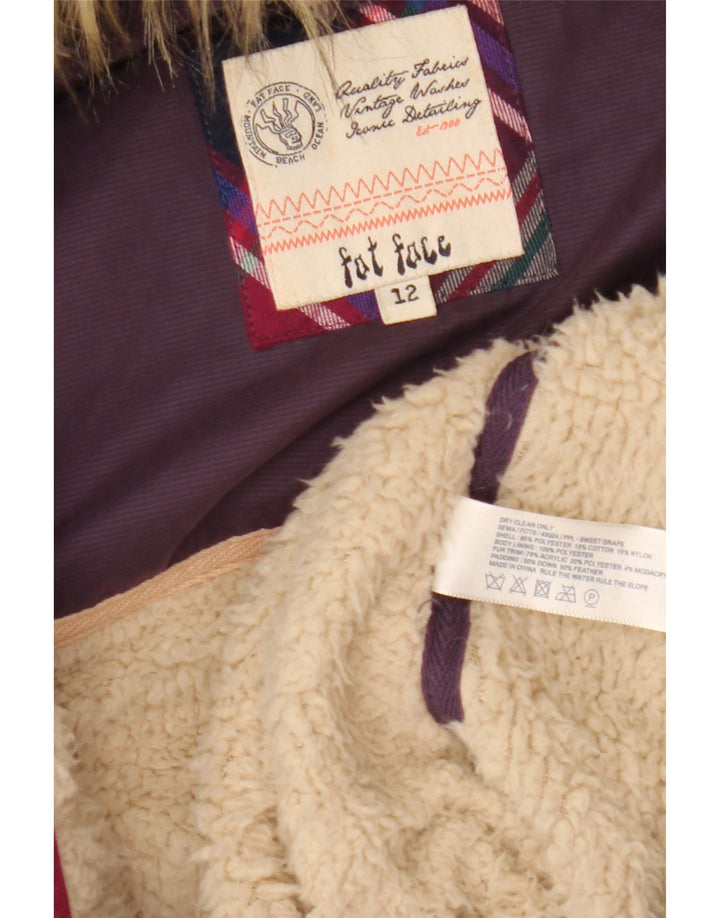 Damska wyściełana kamizelka z kapturem Fat Face UK 12, średni fioletowy poliester