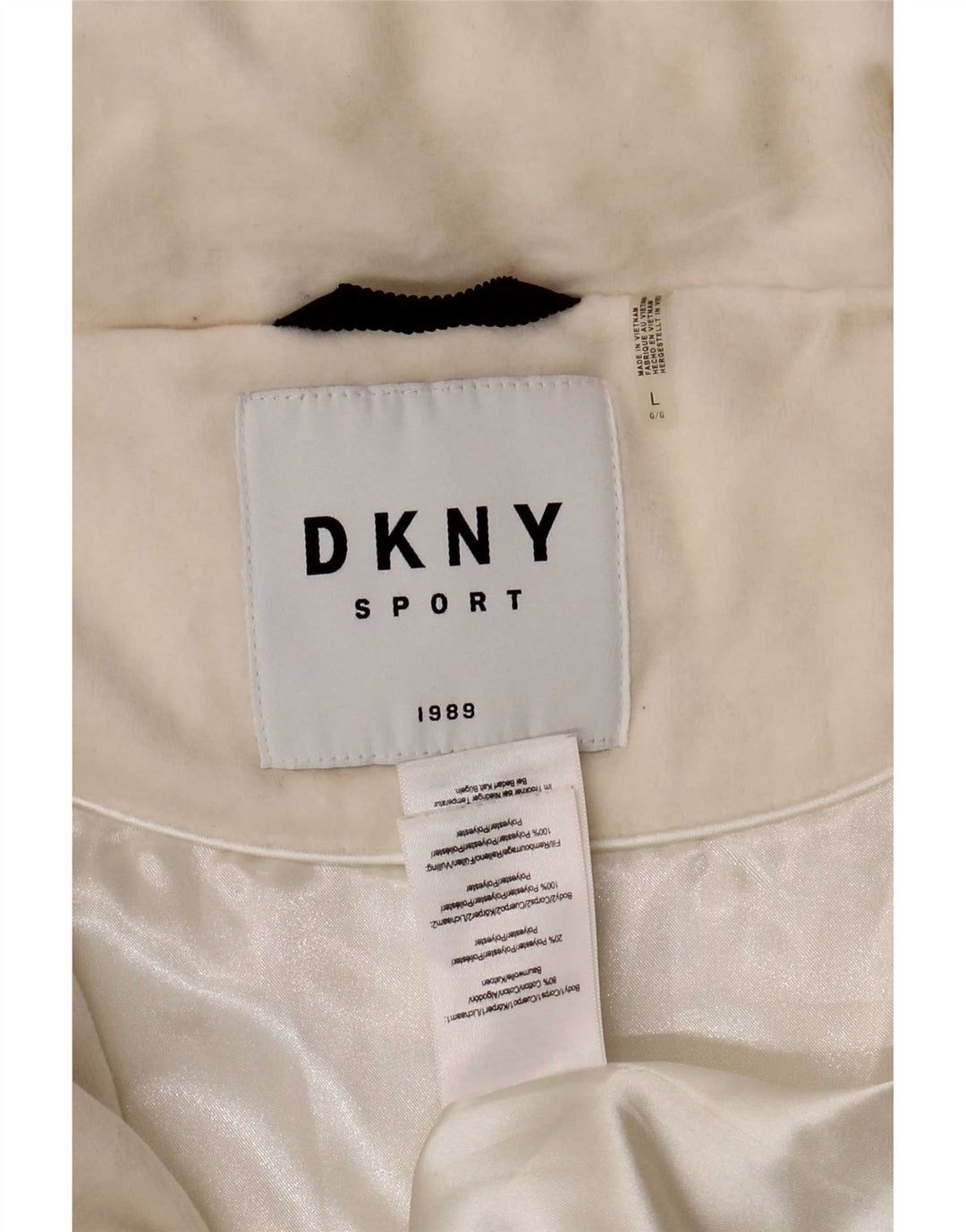 Damska ocieplana kurtka Dkny Graphic UK 16, duża, biała bawełna