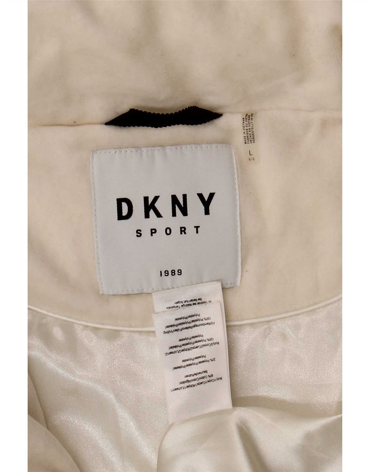 Damska ocieplana kurtka Dkny Graphic UK 16, duża, biała bawełna