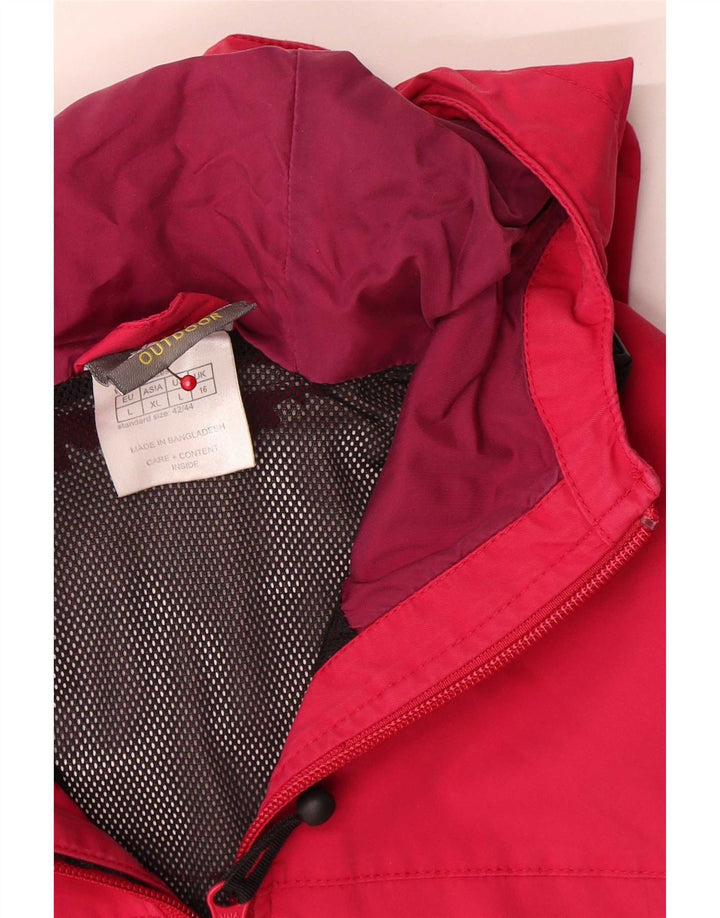 Damska kurtka przeciwdeszczowa z kapturem Jack Wolfskin UK 16, duża, czerwona, poliamidowa