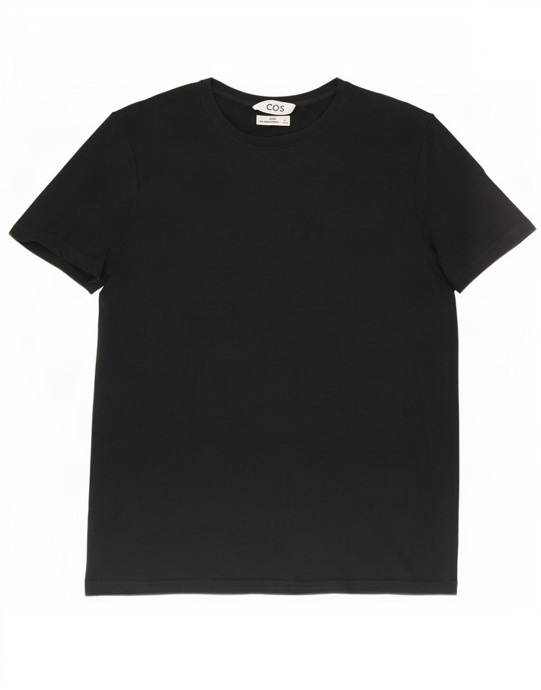 Cos Męski zwykły T-shirt Top, duży, czarny, bawełniany