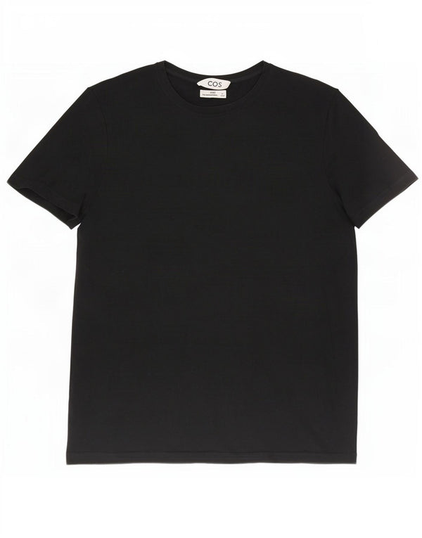Cos Męski zwykły T-shirt Top, duży, czarny, bawełniany