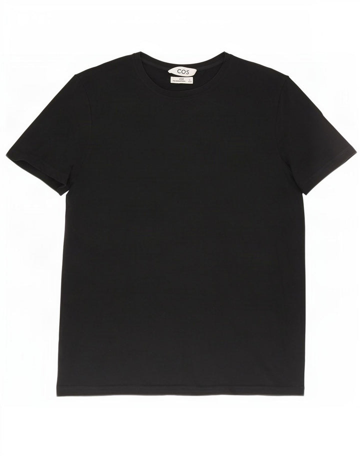 Cos Męski zwykły T-shirt Top, duży, czarny, bawełniany