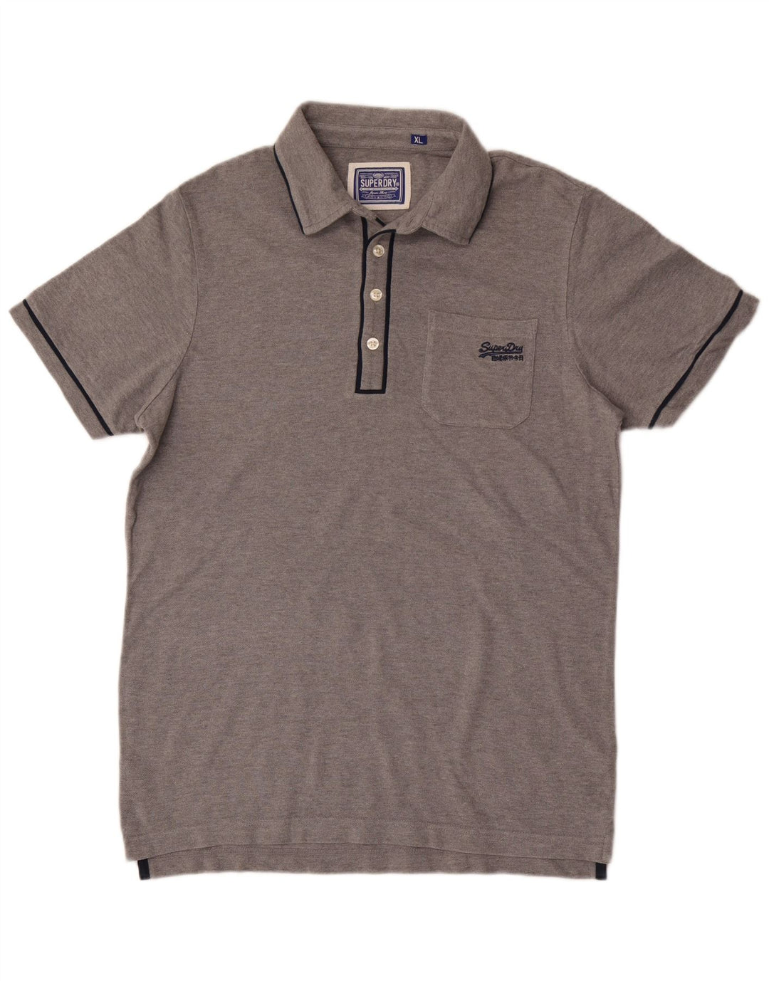 Męska koszulka polo Superdry XL, szara, bawełniana w plamki