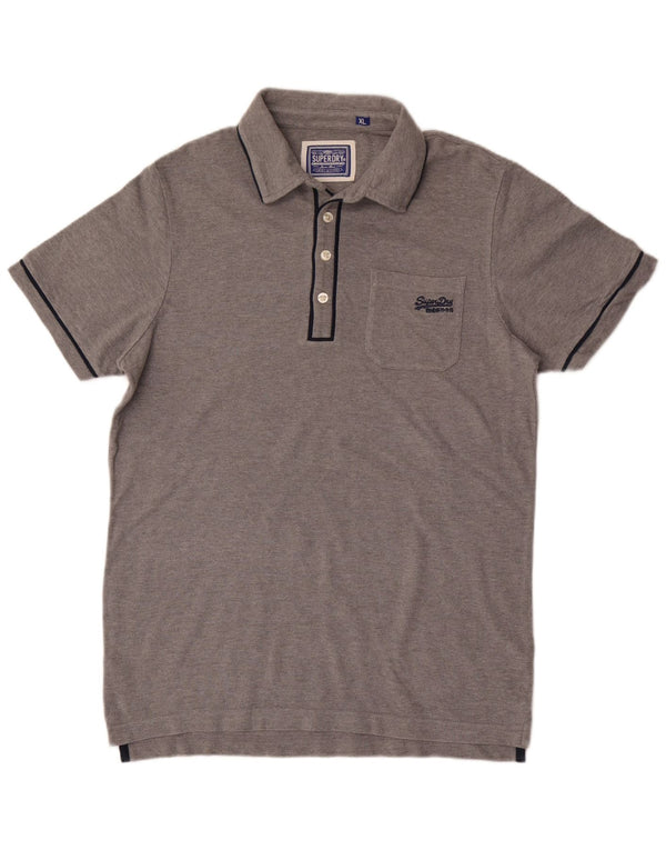 Męska koszulka polo Superdry XL, szara, bawełniana w plamki