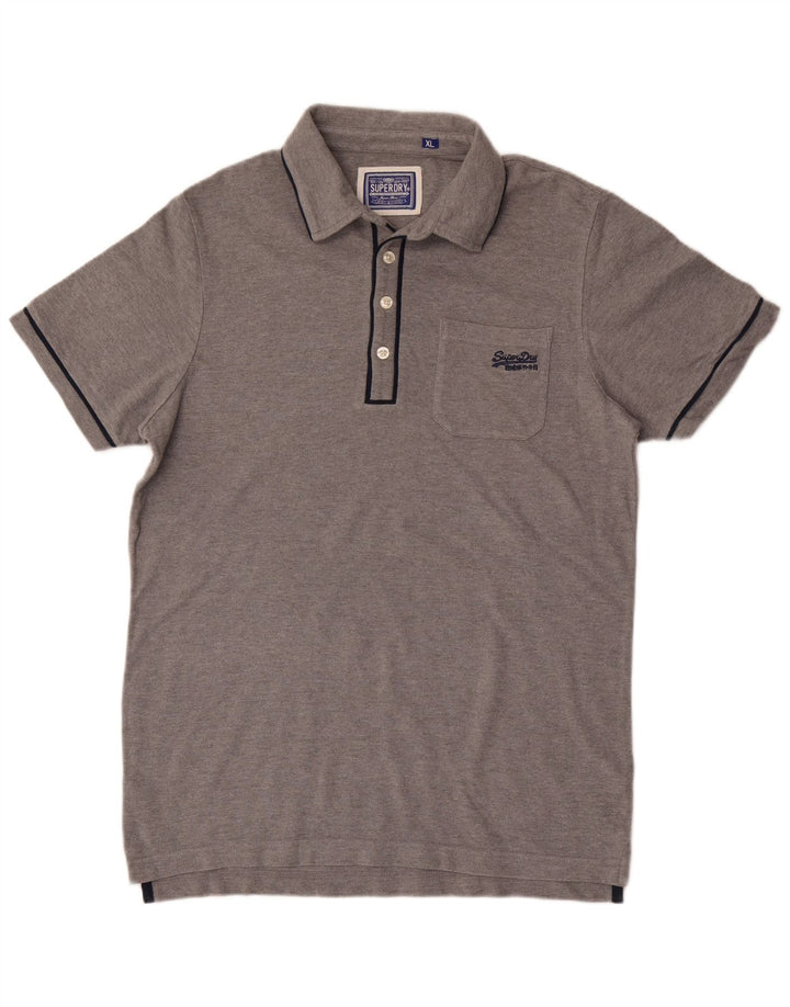 Męska koszulka polo Superdry XL, szara, bawełniana w plamki