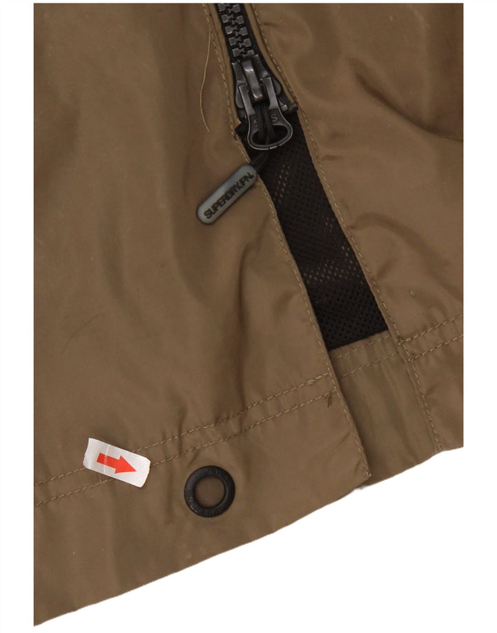 Damska kurtka przeciwdeszczowa z kapturem Superdry UK 14, duża, khaki, poliester