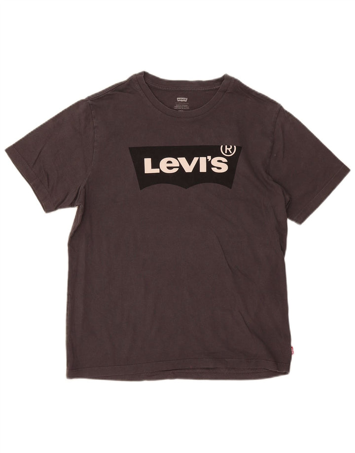 Męski T-shirt z grafiką Levi's, mały, szary, bawełniany