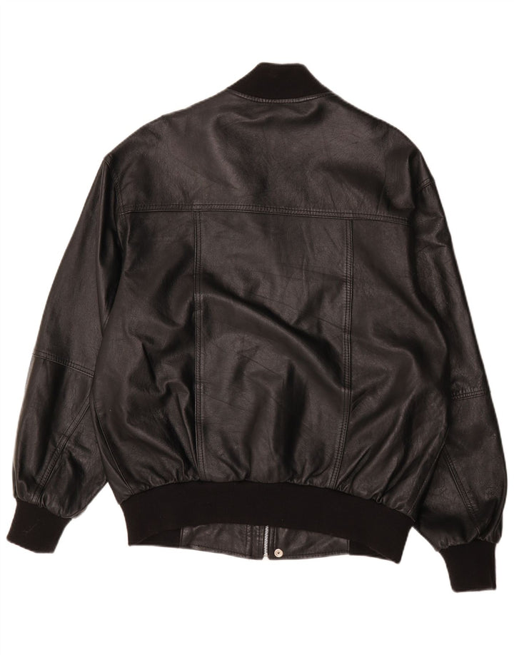 Vintage męska kurtka skórzana bomber UK 38 średniej czarnej skóry