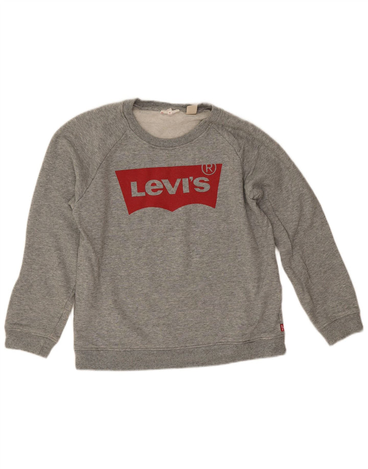 Damski sweter oversize Levi's z grafiką UK 10, mały, szary, bawełniany