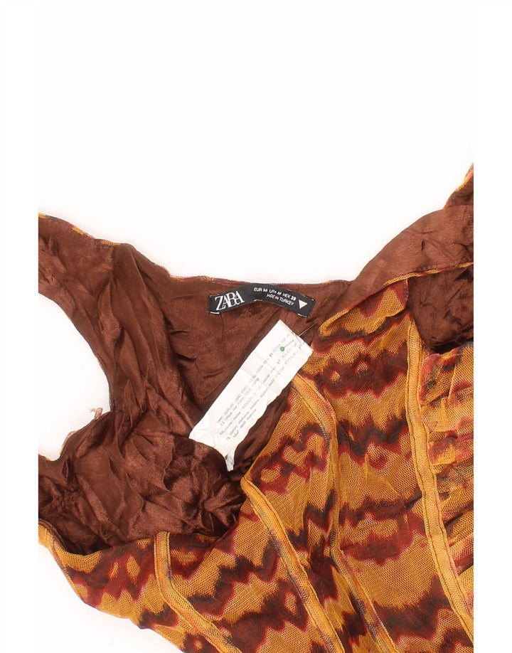 Damski krótki top Zara w kolorze średniobrązowym z wiskozy w stylu boho