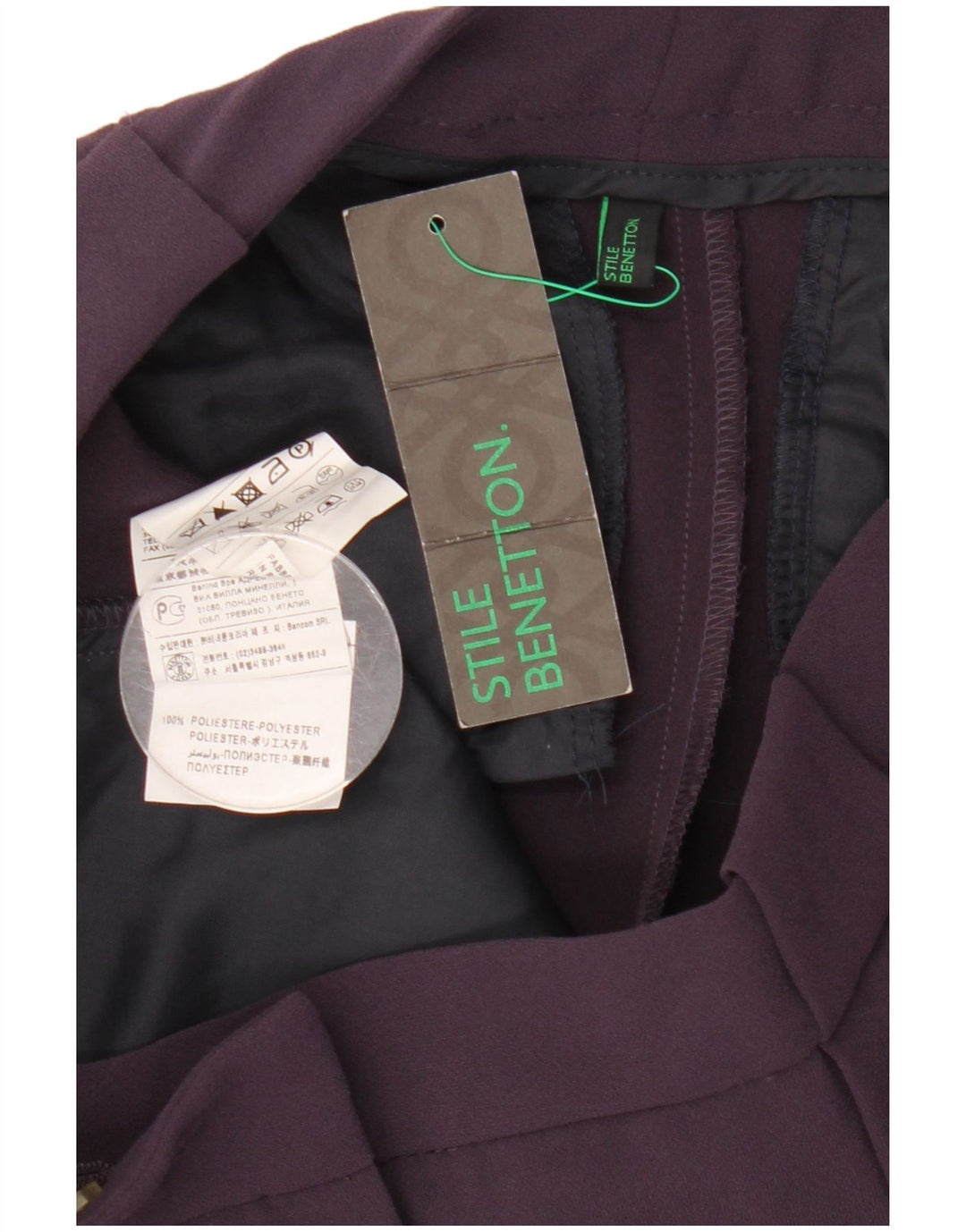 Spodnie damskie Benetton Slim Chino IT 42 Medium W30 L28 Fioletowy poliester
