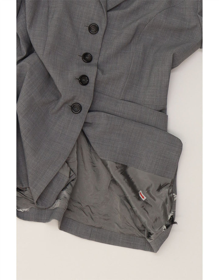 PYRAMID Womens 4 Button Blazer Jacket UK 12 Medium Grey Polyester Vintage Pyramid and Second-Hand Pyramid from Messina Hembry 