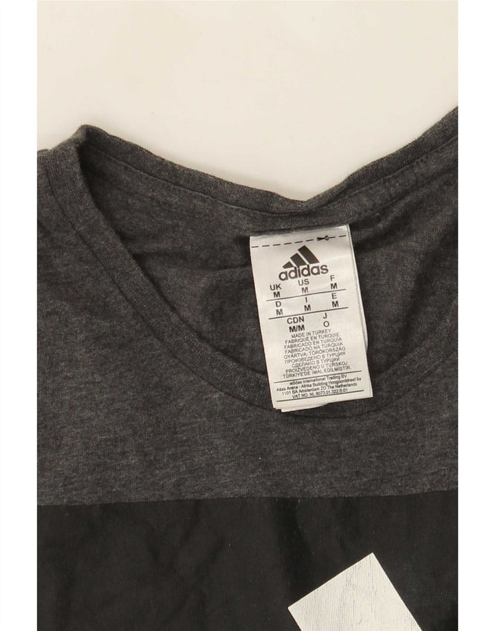 Męska koszulka z grafiką Adidas, średnia, szara bawełna