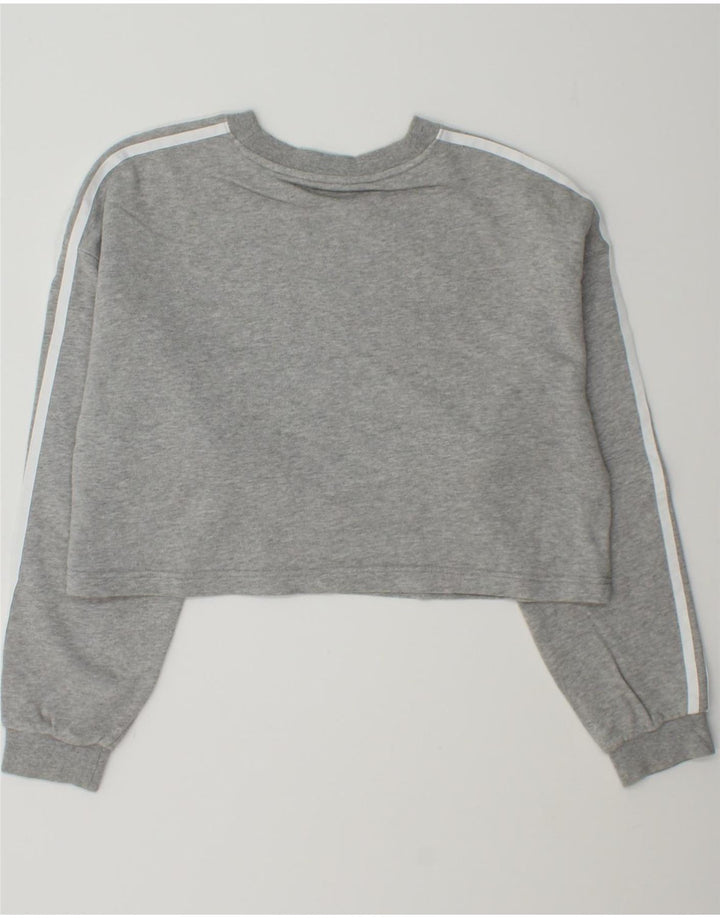 ADIDAS Womens Oversized Crop Sweatshirt Jumper UK 8 Small Grey Cotton Vintage Adidas and Second-Hand Adidas from Messina Hembry 